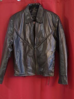 Ladies Braided Cowhide Genuine Leather Jacket